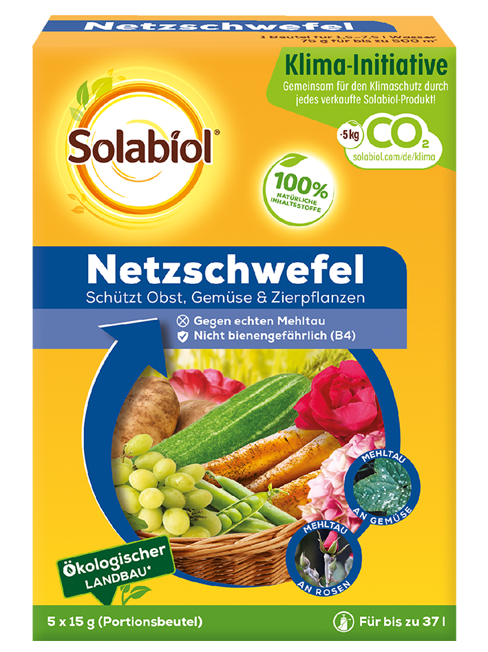 Solabiol Netzschwefel 5 x 15 g an Obst, Gemüse und Zierpflanzen einsetzbar