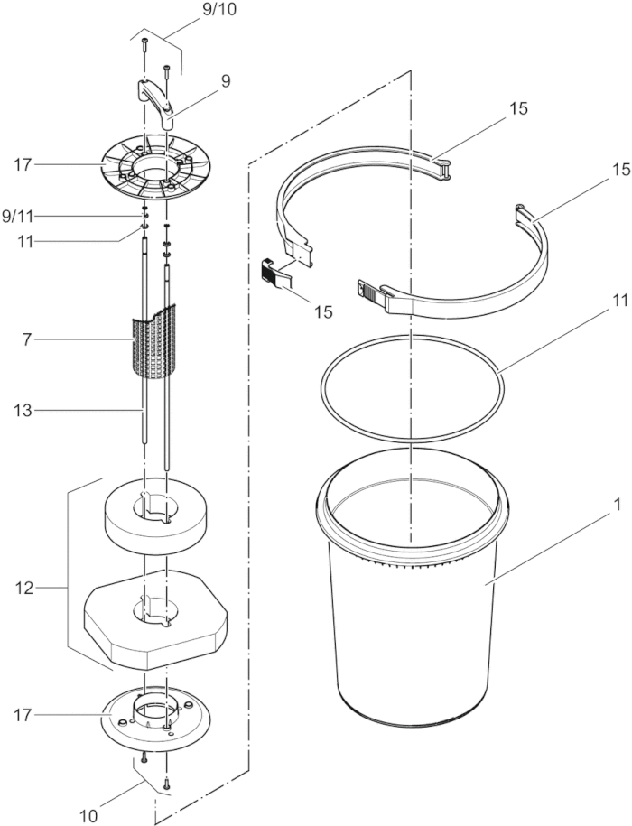 Explosionszeichnung Behälter & Filter