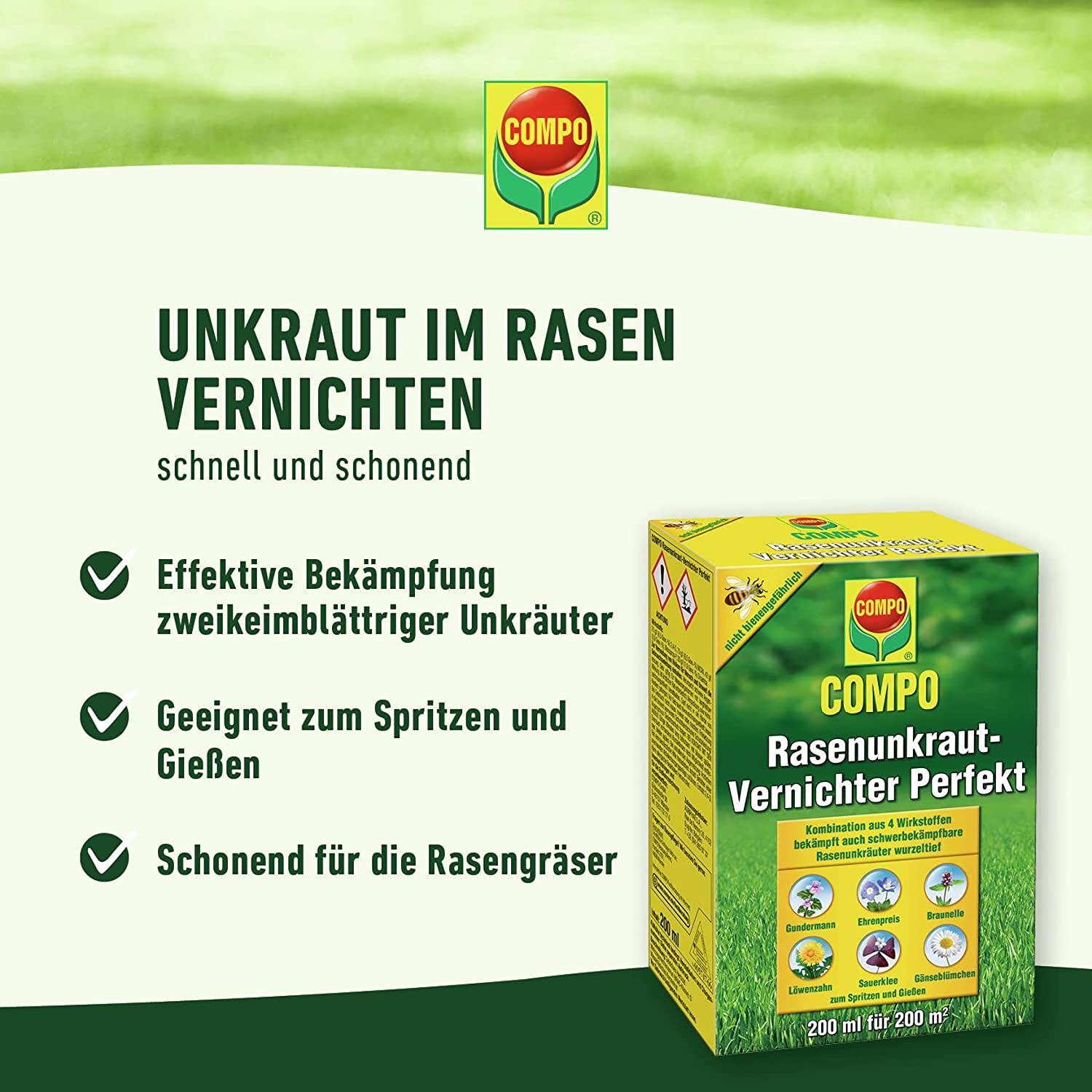 COMPO Rasenunkraut-Vernichter Perfekt 110 ml für 110 m² 