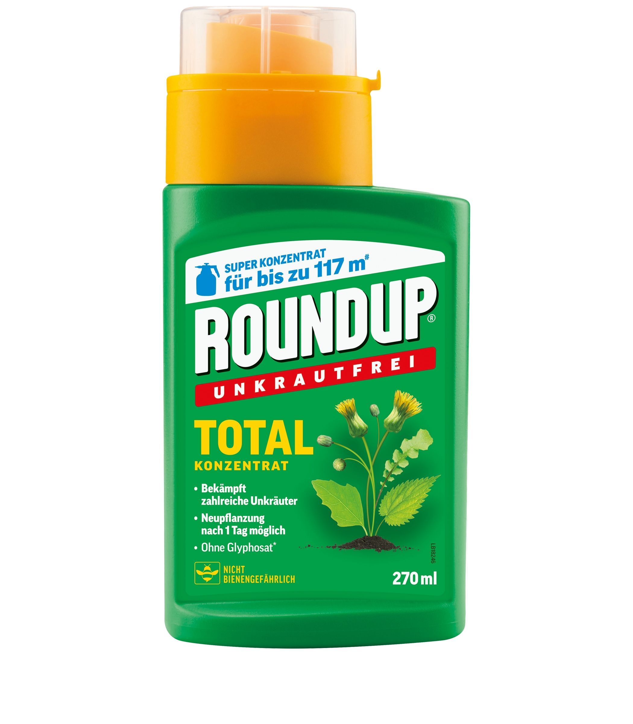Roundup® Unkrautfrei Total Konzentrat 270 ml für bis zu 117 m² Neu 