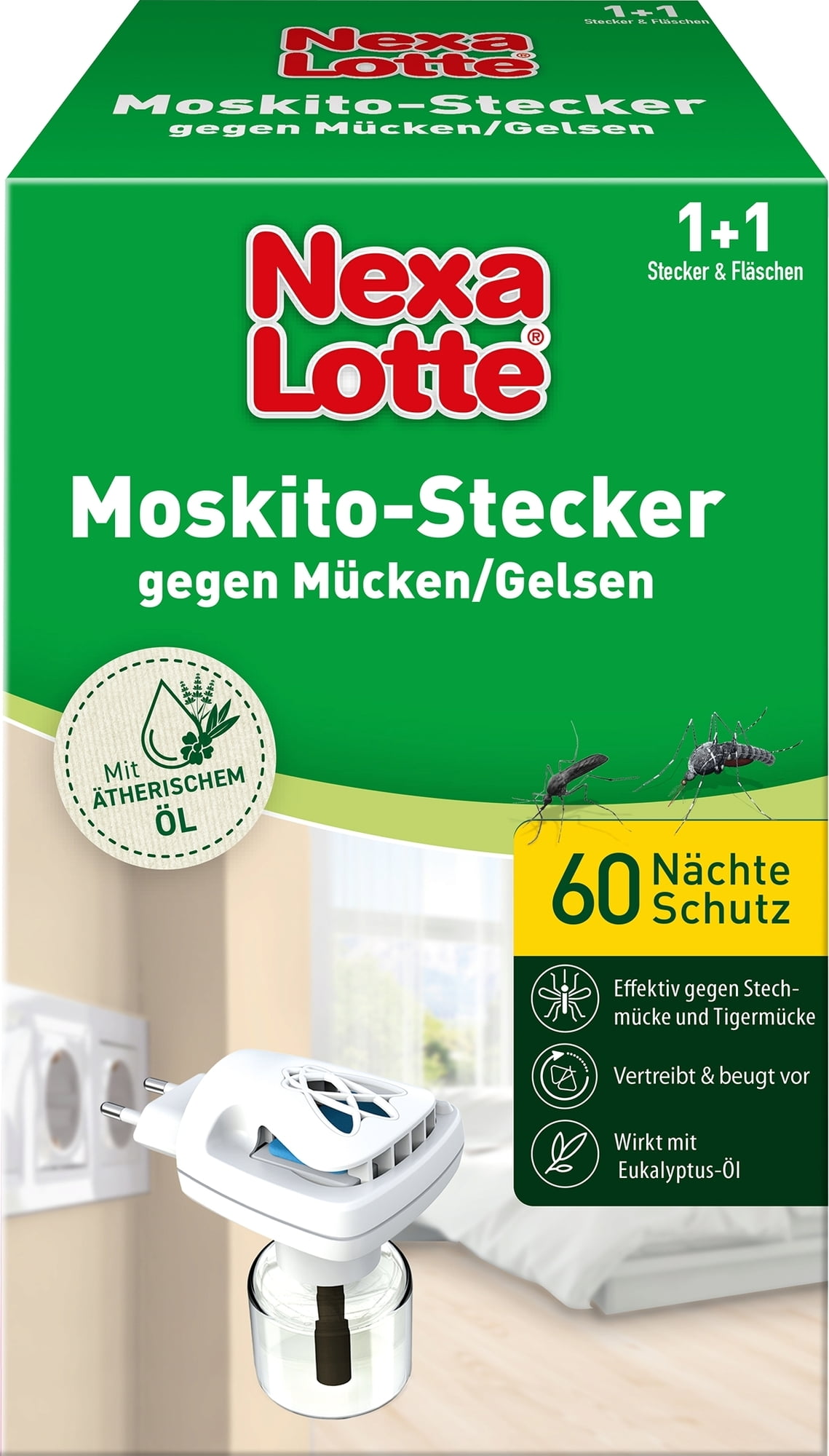 Nexa Lotte® Insektenschutz Mückenstecker Moskito Stecker plus Nachfüller für 120 Tage 