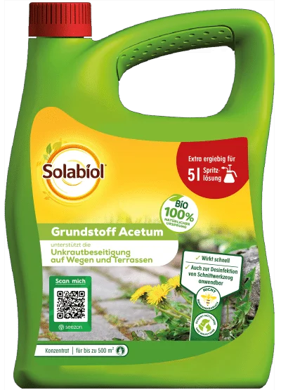 Solabiol Grundstoff Acetum zur unkrautbeseitigung auf Wegen Terrassen Einfahrten 3 L