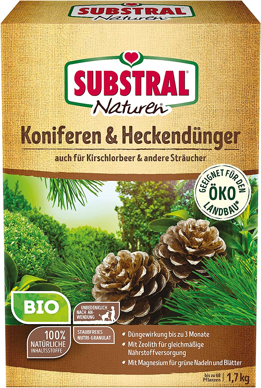 Substral Naturen Bio Koniferen- und Heckendünger für Nadelgehölze und Hecken 1,7 kg 