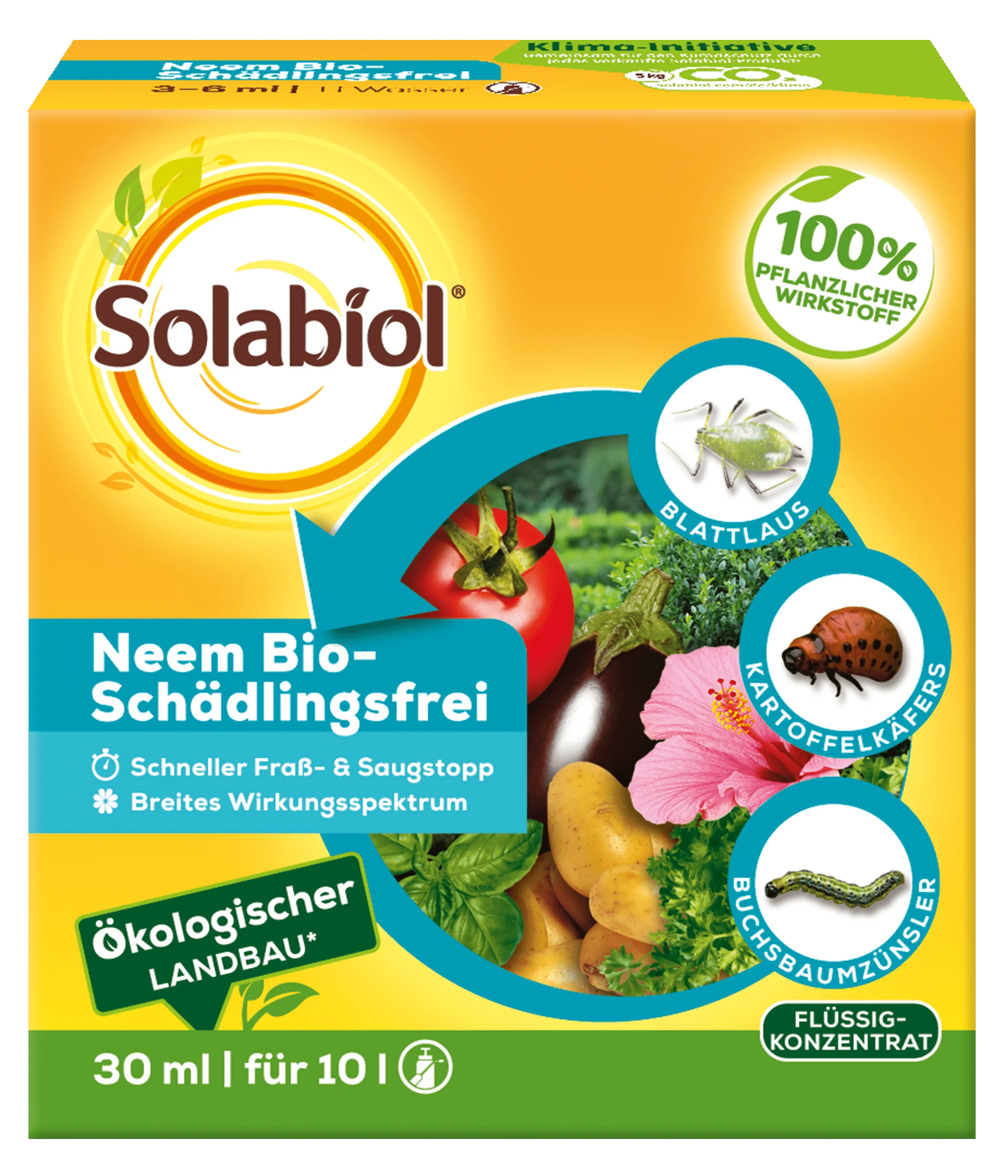 Solabiol Neem Bio-Schädlingsfrei Langzeitwirkung durch komplette Aufnahme ins Blatt 30 ml 