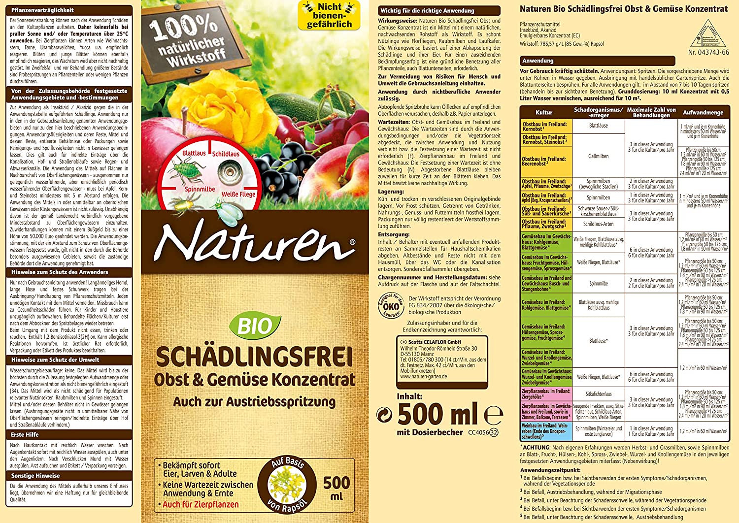 SUBSTRAL® Naturen® Bio Schädlingsfrei Obst & Gemüse Konzentrat 250 ml 