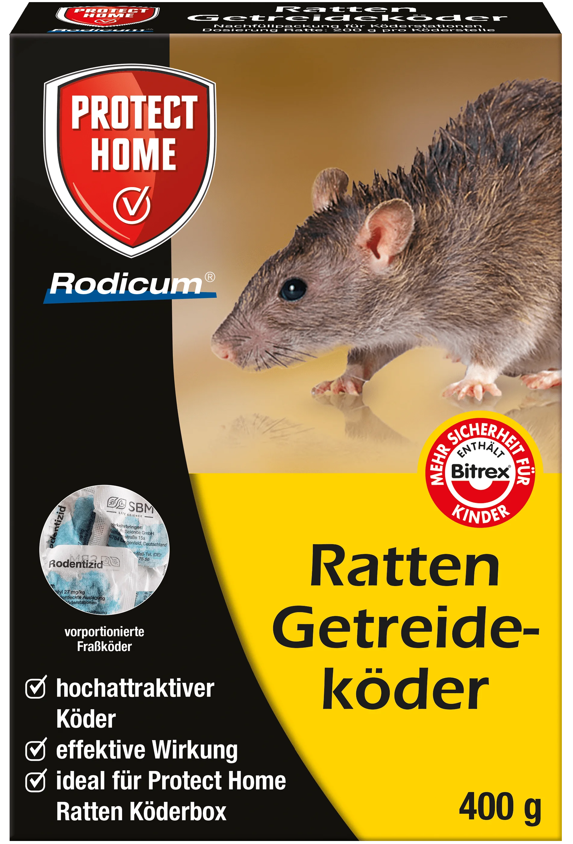 Protect Home Rodicum Ratten Getreideköder 400 g