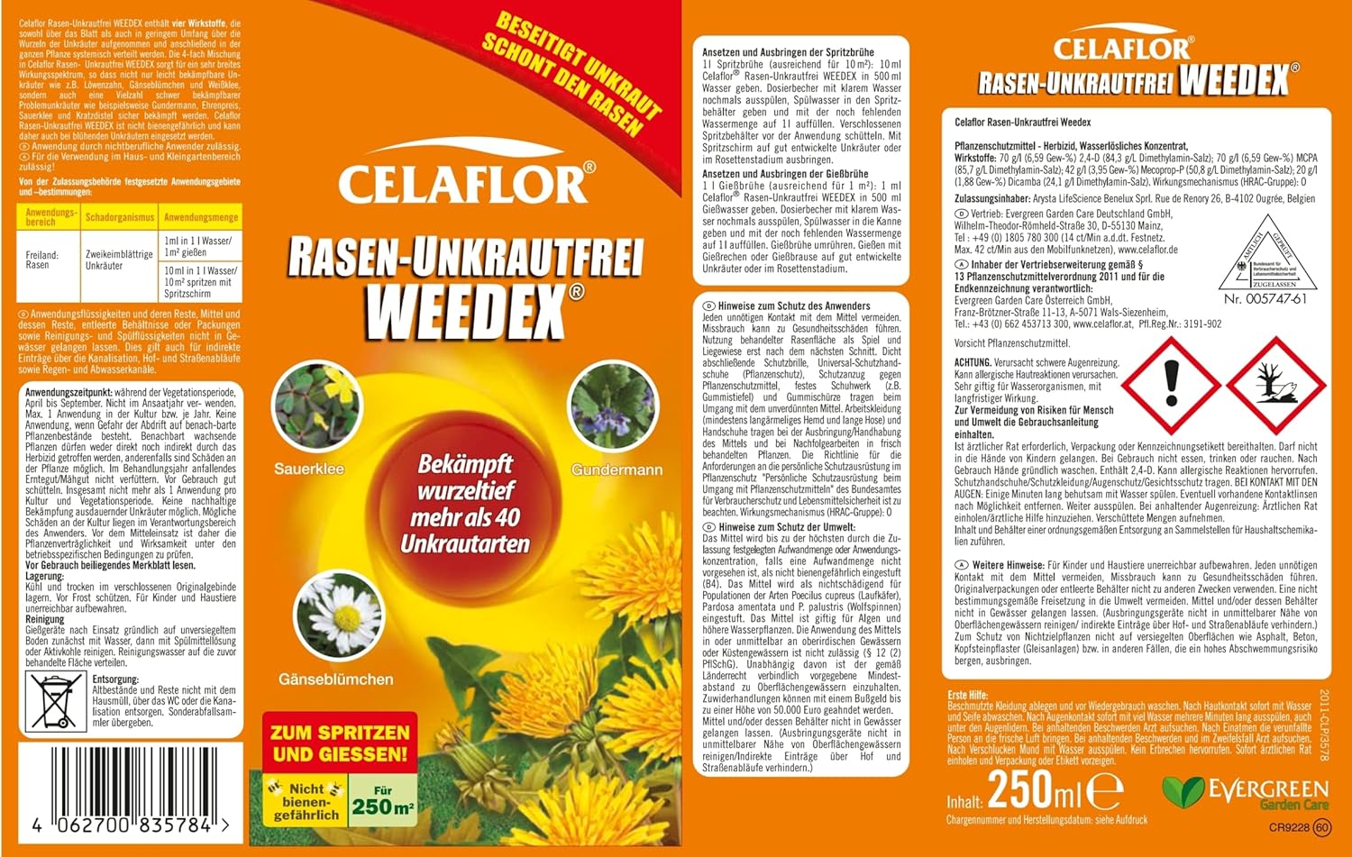 Celaflor® Rasen-Unkrautfrei Weedex bekämpft  Unkräuter im Rasen für 250 m²