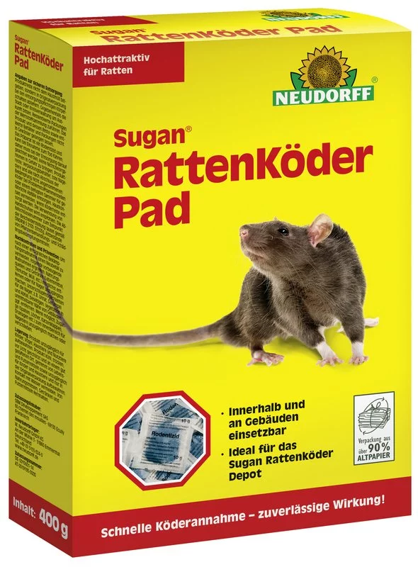 Neudorff Sugan Ratten Köder Pad effektiv und sicher bekämpfen 400 g